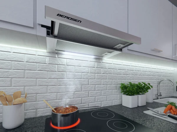 Витяжка Телескопічна Berdsen BE-60-LW 60 см INOX з Висувною Панеллю та LED-Підсвіткою - Зображення 6