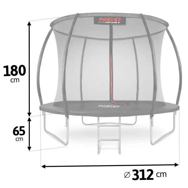 Neo-Sport 10 FT (312 см) — Профільований Батут з Внутрішньою Сіткою для Безпечних Сімейних Ігор - Зображення 4