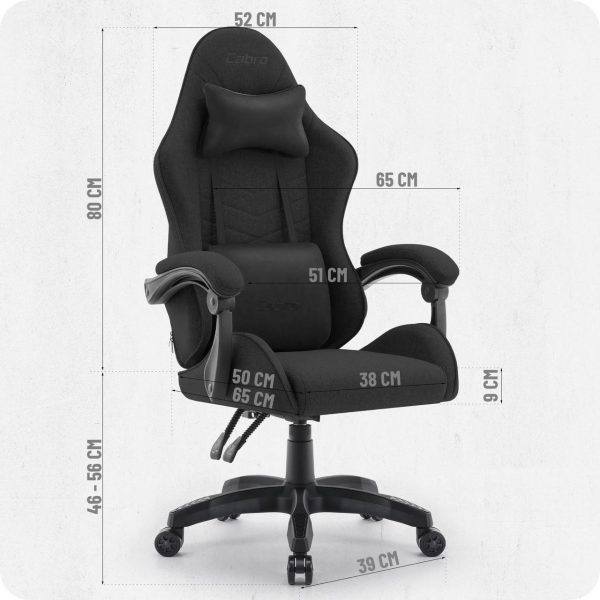 Ігрове крісло CABRO C500 Black fabric чорне стильний дизайн та зручність для геймерів - Зображення 10