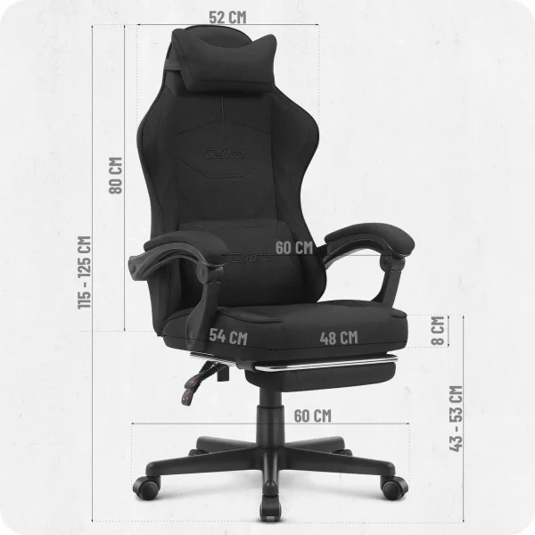 Геймерське Крісло Cabro C502 Black Fabric Чорне Максимальний Комфорт для Геймерів - Зображення 5