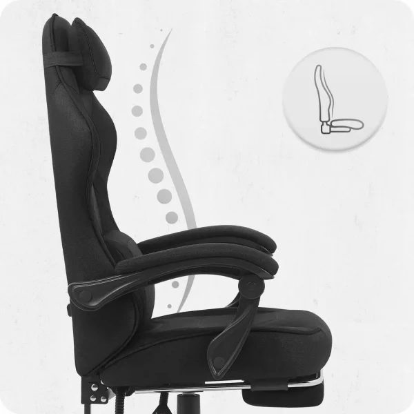 Геймерське Крісло Cabro C502 Black Fabric Чорне Максимальний Комфорт для Геймерів - Зображення 7
