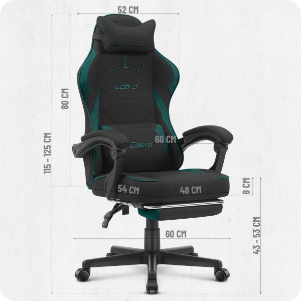 Геймерське крісло Cabro C502 BLACK-GREEN тканина чорна стиль та комфорт у кожній деталі - Зображення 10