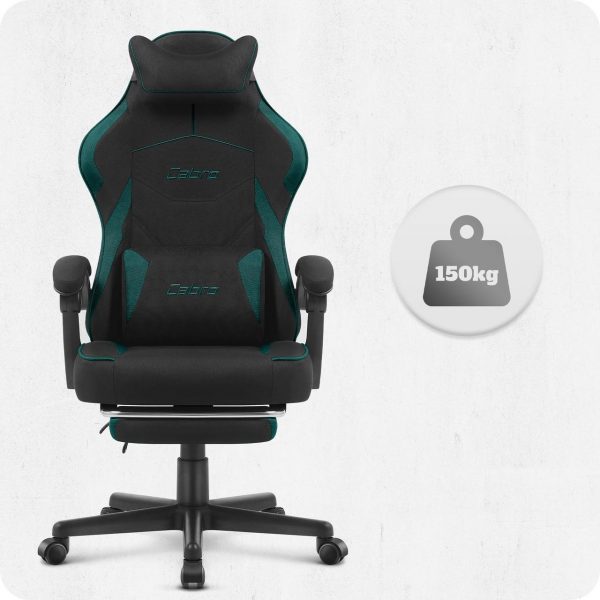 Геймерське крісло Cabro C502 BLACK-GREEN тканина чорна стиль та комфорт у кожній деталі - Зображення 7
