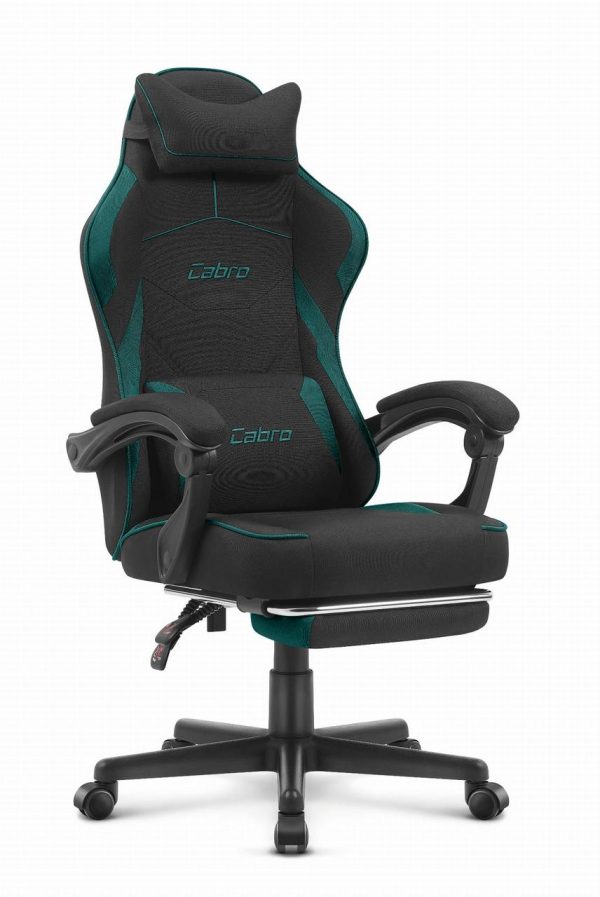 Геймерське крісло Cabro C502 BLACK-GREEN тканина чорна стиль та комфорт у кожній деталі