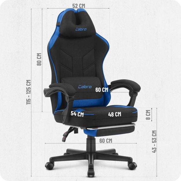 Ігрове крісло CABRO C504 FABRIC FABRIC Чорно-Синє ідеальний вибір для комфорту та стилю геймерів - Зображення 9