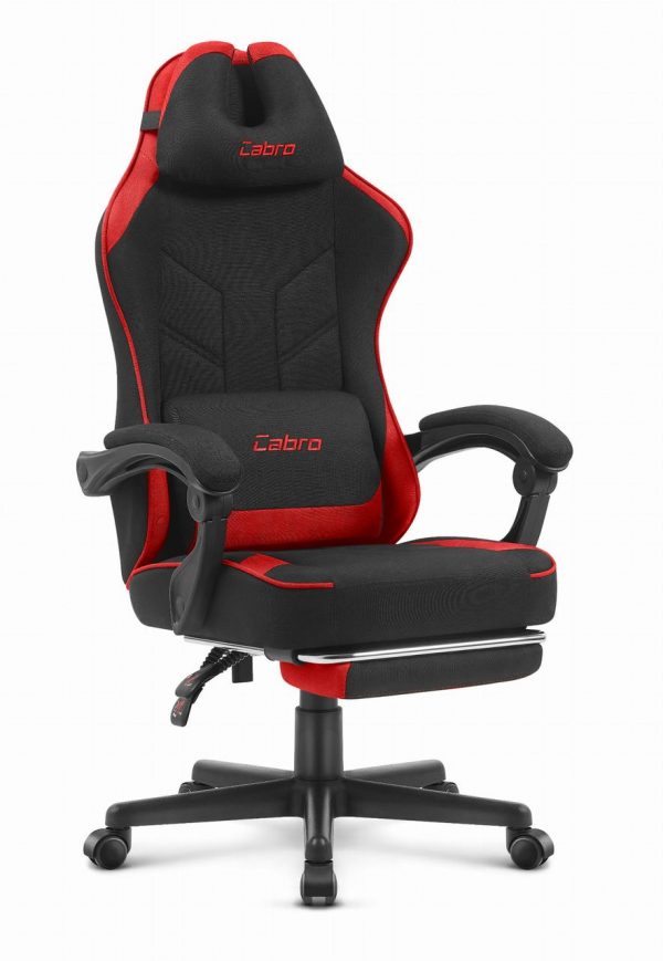Геймерське крісло Cabro C504 BLACK RED тканина Чорно-Червоне потужний стиль та комфорт для захоплюючих ігор