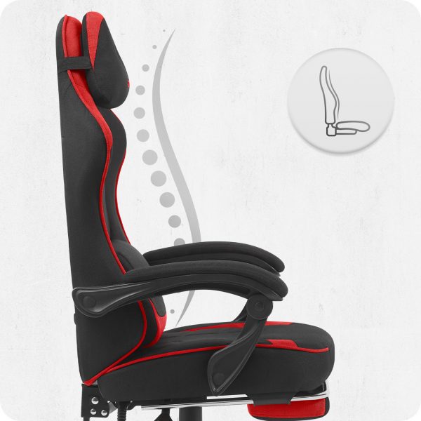 Геймерське крісло Cabro C504 BLACK RED тканина Чорно-Червоне потужний стиль та комфорт для захоплюючих ігор - Зображення 8