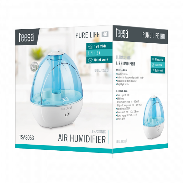 Ультразвуковий Зволожувач Teesa PURE LIFE 40 TSA8063 — Ідеальний Баланс Потужності та Дизайну - Зображення 6