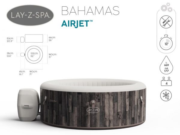 Басейн гідромасажний Bestway Garden SPA LAY-Z-SPA BAHAMAS 669 л 60005 - Зображення 6