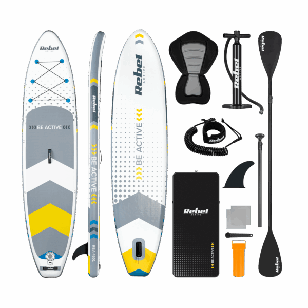 Надувна SUP-дошка Rebel RBA-4501WH 350 см Біло-Сіра з Сидінням — Комфорт і Універсальність на Воді