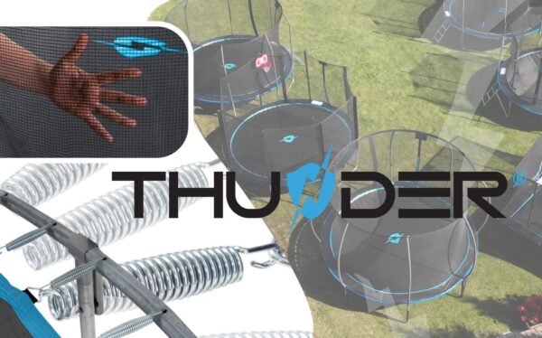 Батут THUNDER INSIDE ELITE з внутрішньою сіткою 8 футів 255 см чорно-блакитний - Зображення 3