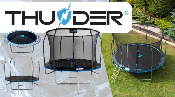 Батут THUNDER INSIDE ELITE з внутрішньою сіткою 8 футів 255 см чорно-блакитний - Зображення 6
