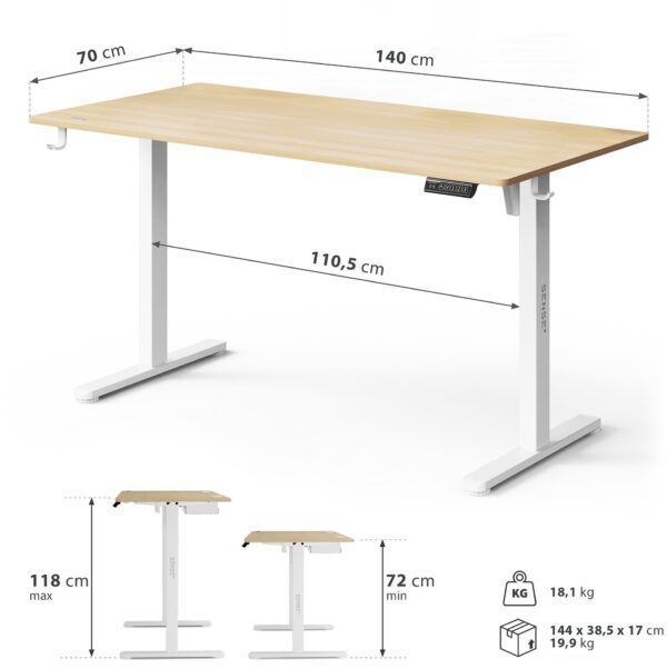 Геймерський стіл SENSE7 Nojo LIGHT 140 см x 70 см ( White , pine) - Зображення 7