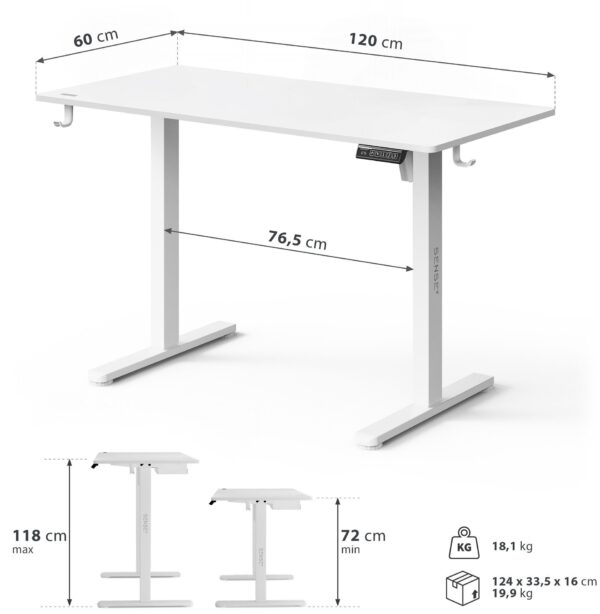 Геймерський стіл SENSE7 Nojo LIGHT 120 см x 60 см ( White ) - Зображення 8