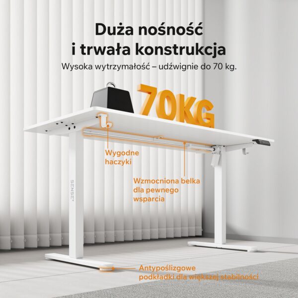Геймерський стіл SENSE7 Nojo LIGHT 140 см x 70 см ( White ) - Зображення 3