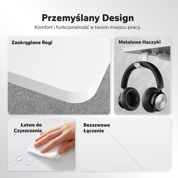 Геймерський стіл SENSE7 Nojo LIGHT 140 см x 70 см ( White ) - Зображення 6