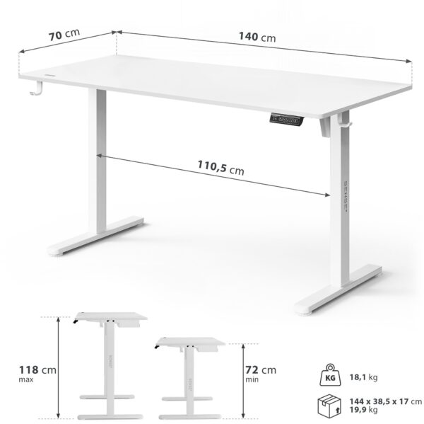 Геймерський стіл SENSE7 Nojo LIGHT 140 см x 70 см ( White ) - Зображення 7