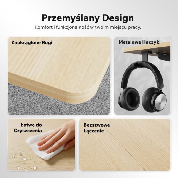 Геймерський стіл SENSE7 Nojo LIGHT 120 см x 60 см ( Black , pine) - Зображення 6