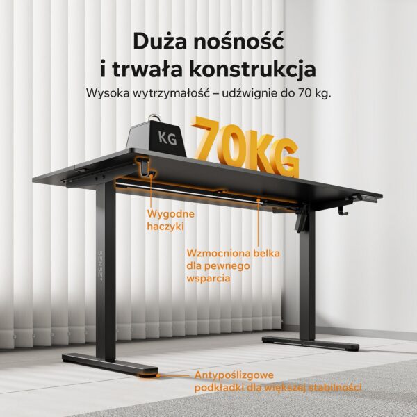 Геймерський стіл SENSE7 Nojo LIGHT 140 см x 70 см ( Black ) - Зображення 4