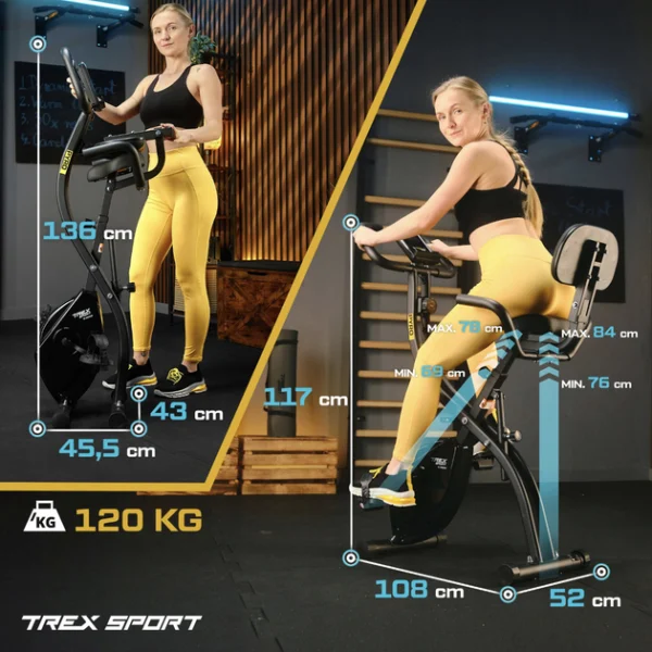 Магнітний складаний велотренажер Trex Sport Xbike PYRO TX-360XB чорного кольору - Зображення 10