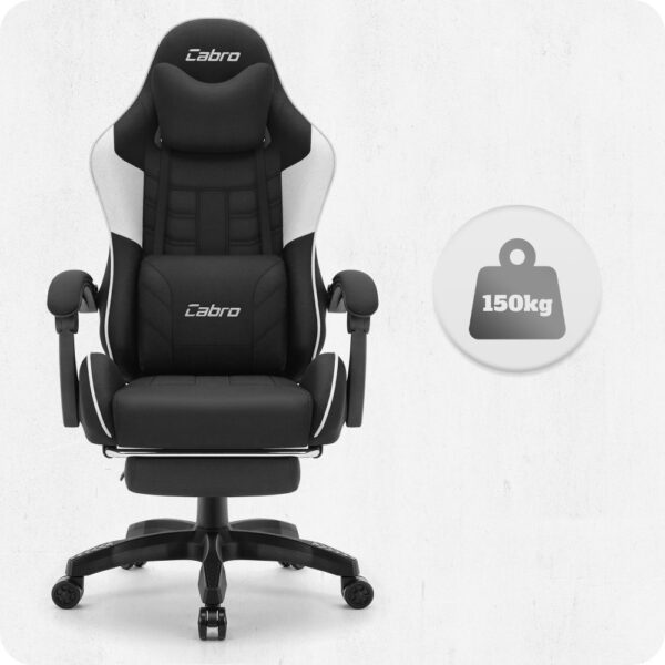 Ігрове крісло Cabro C501 Чорно-біле тканина - Зображення 10