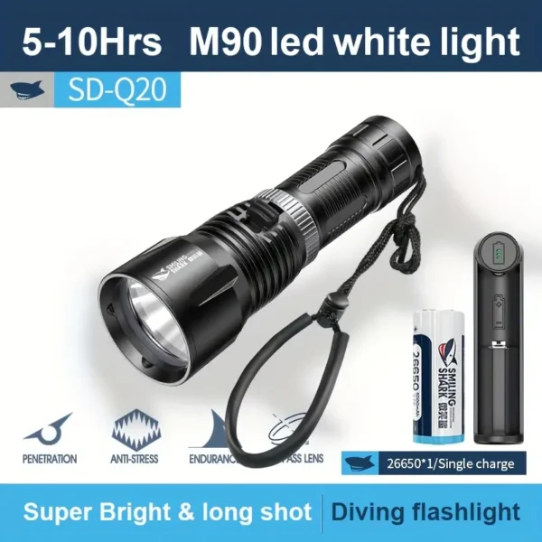 Ліхтарик LED SMILING SHARK M90 15 см для дайвінгу