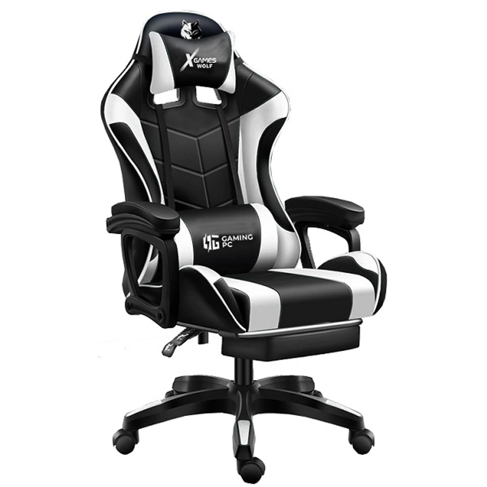 Геймерське крісло Ekspand FG02, чорно-біле екошкіра