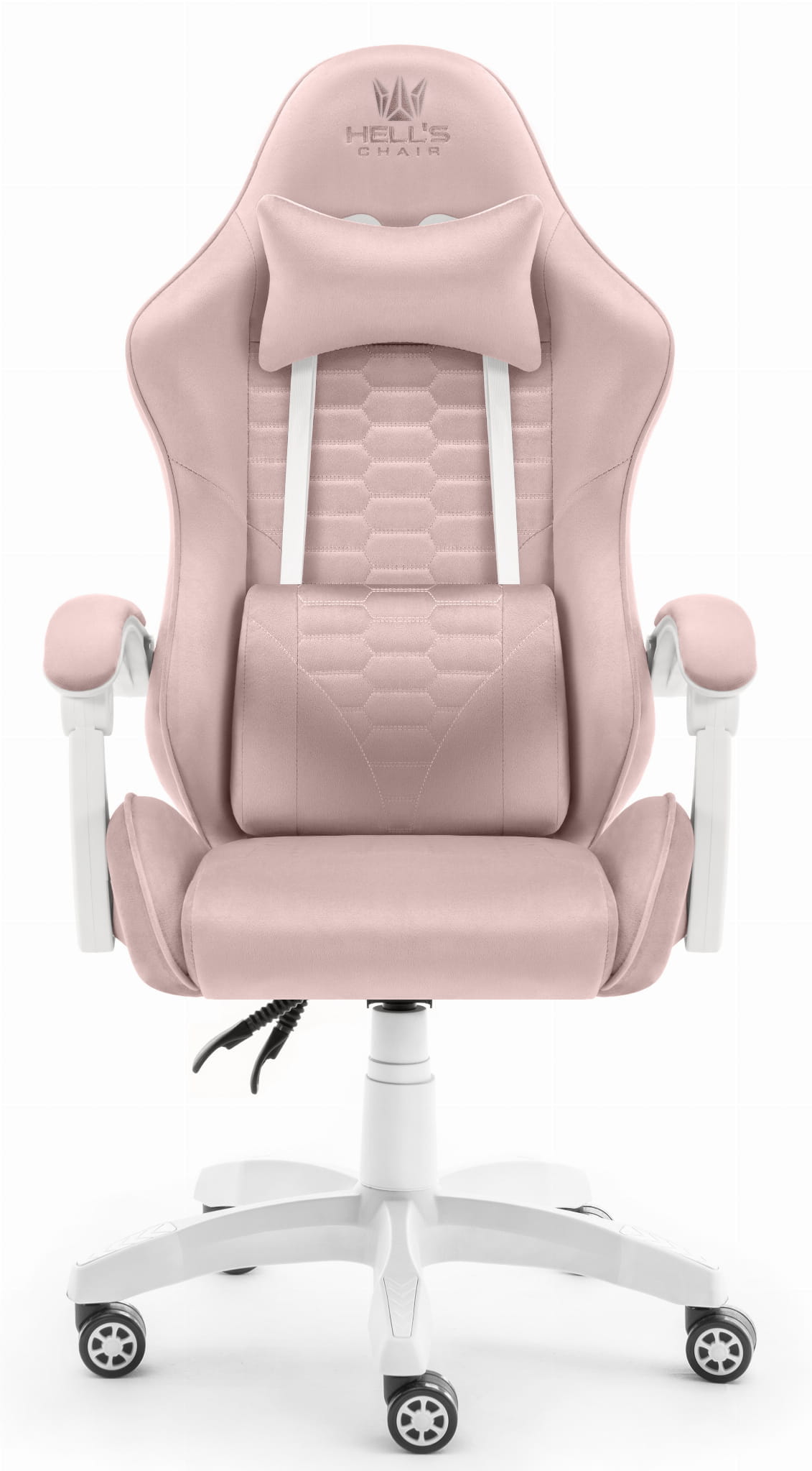 Геймерське крісло Hell's Chair HC-1000 з рожево-білої тканини - Зображення 2