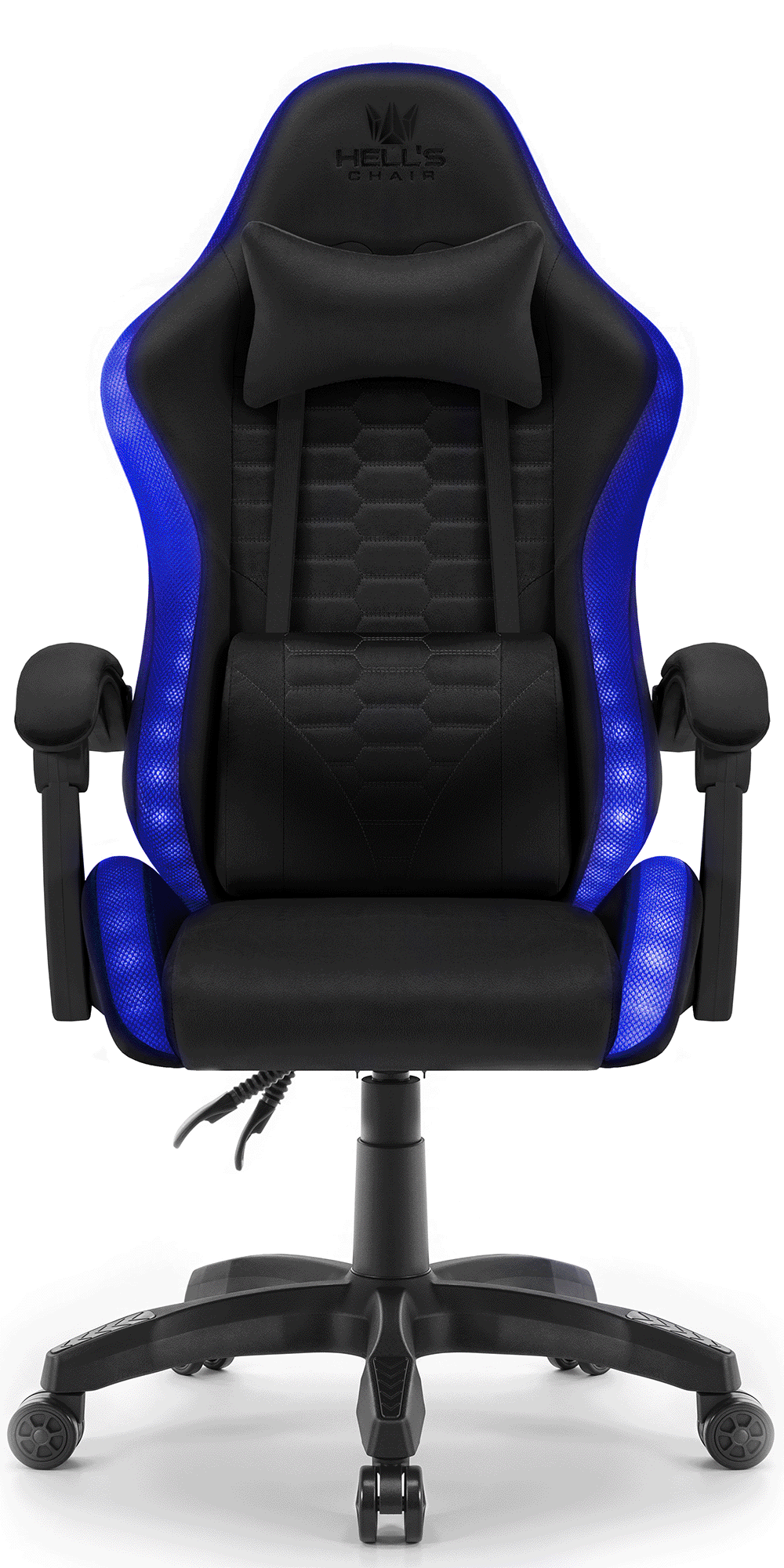 Геймерське крісло Hell's Chair HC-1000 Black з чорною тканиною та RGB-підсвіткою - Зображення 2