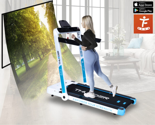 Бігова доріжка електрична THUNDER RACE-WHITE - Зображення 8