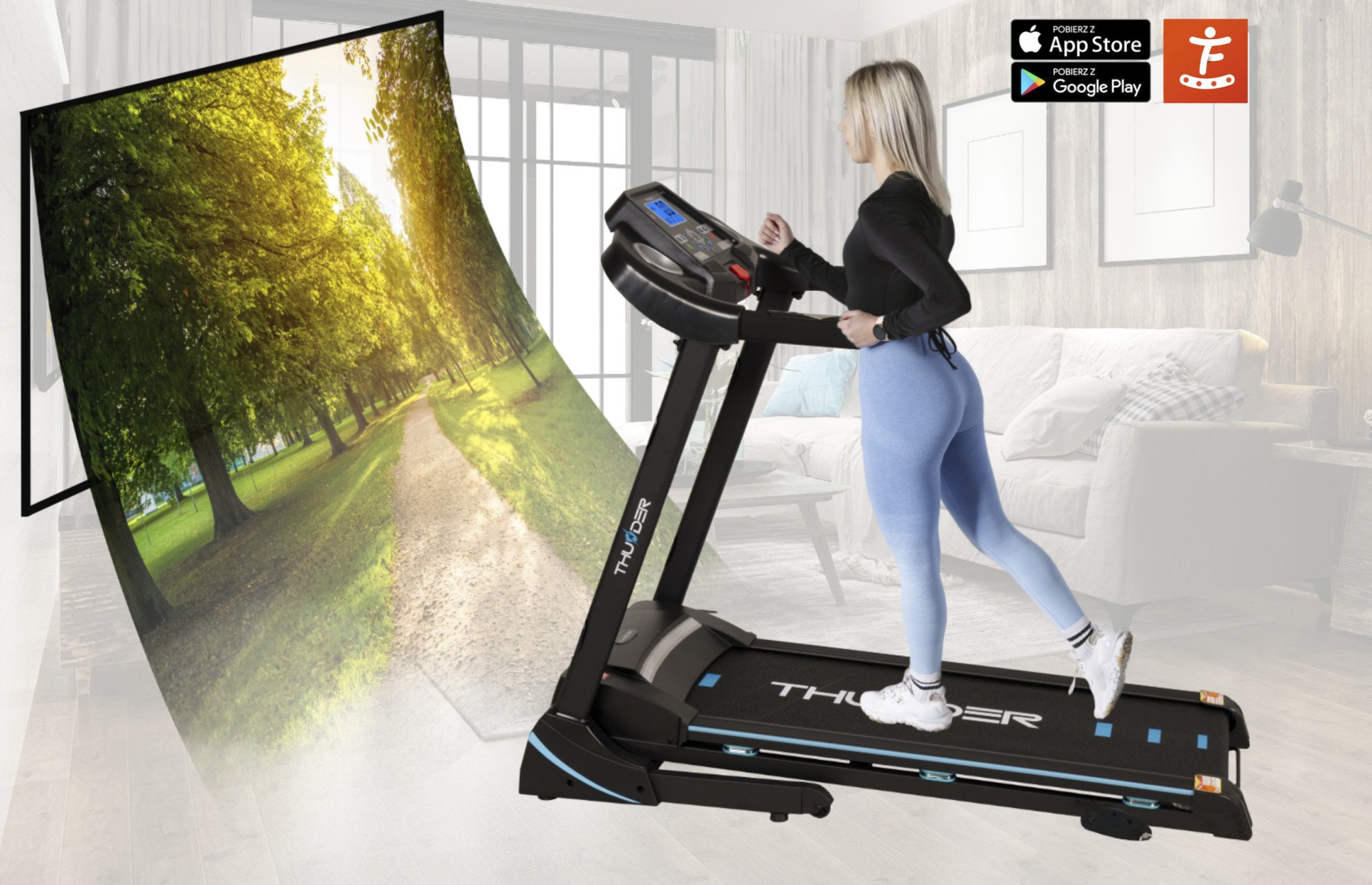 Бігова доріжка електрична THUNDER ICON-BLACK - Зображення 6