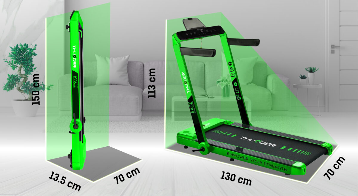 Бігова доріжка електрична THUNDER RACE-GREEN - Зображення 4