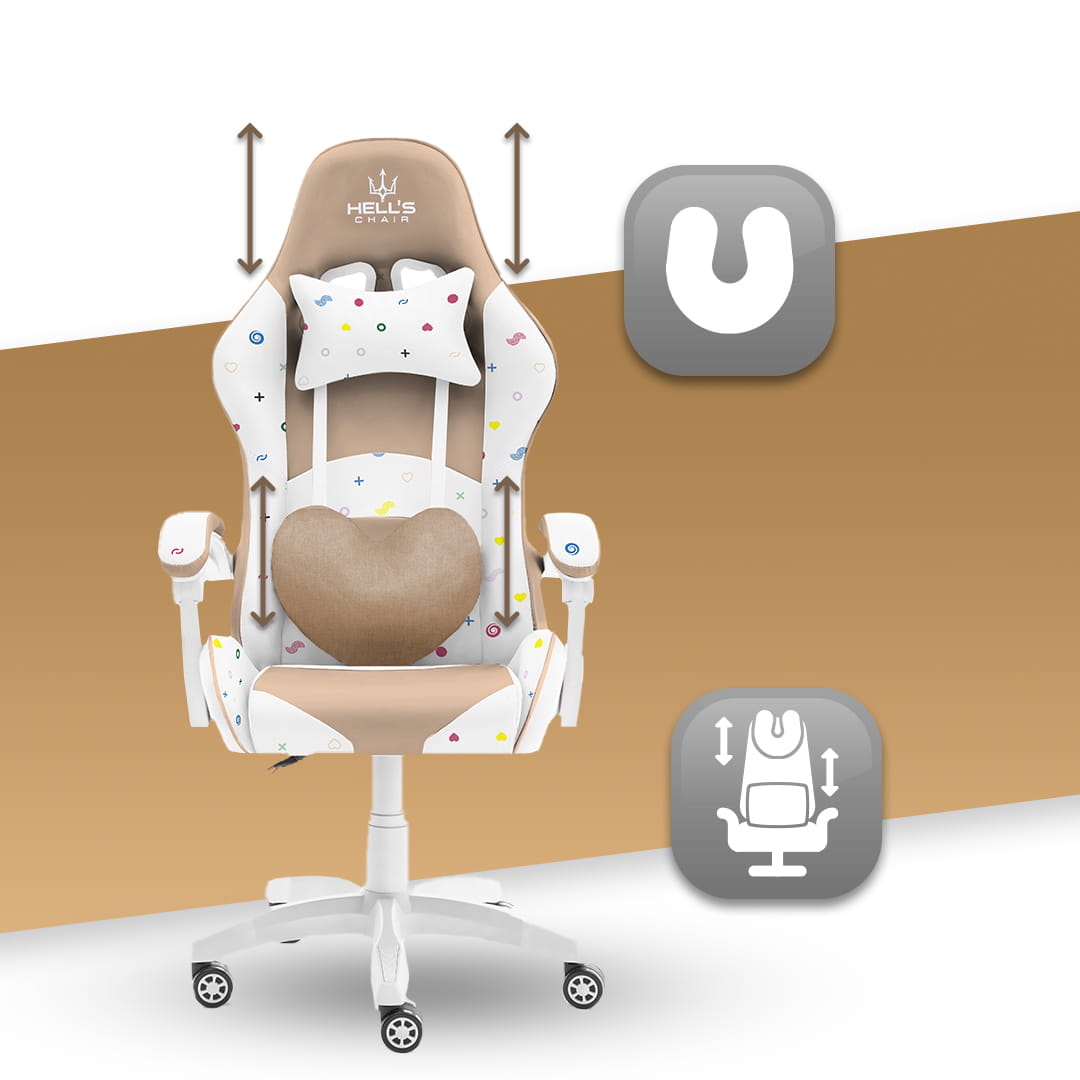 Геймерське крісло Hell's Chair Rainbow Biege екошкіра - Зображення 6