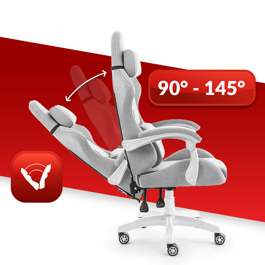 Геймерське крісло Hell's Chair HC-1014 Grey White тканина - Зображення 7