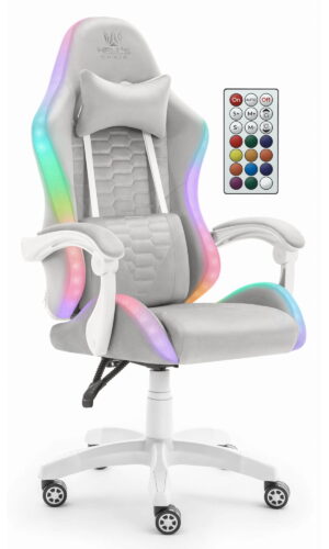 Геймерське крісло тканинне Hell's Chair HC-1000 Grey LED