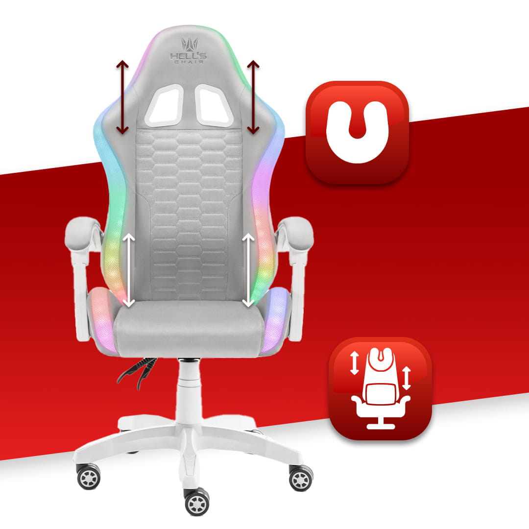 Геймерське крісло тканинне Hell's Chair HC-1000 Grey LED - Зображення 5