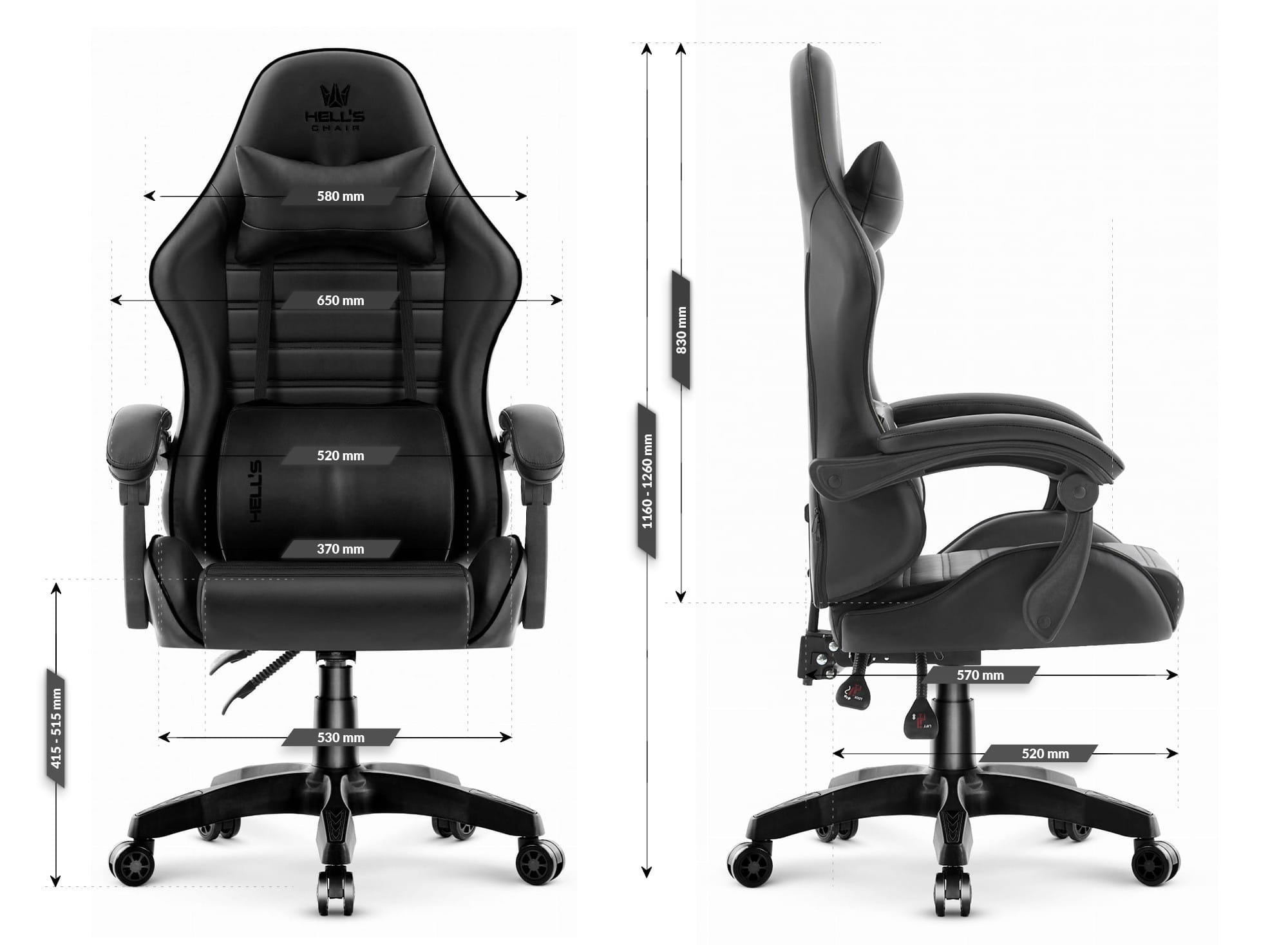 Геймерське крісло екошкіра Hell's Chair HC-1003 2.0 чорне - Зображення 7