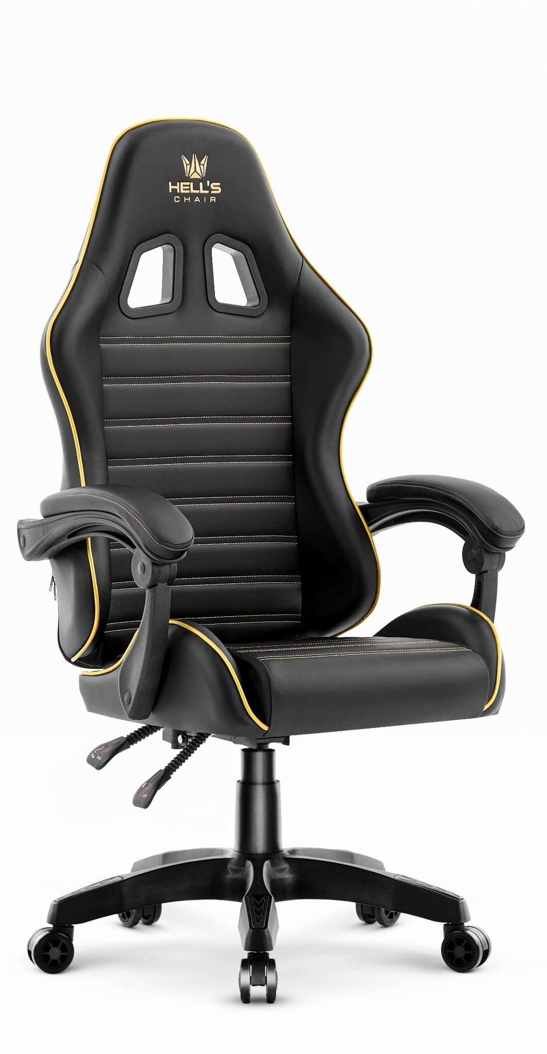 Геймерське крісло екошкіра Hell's Chair HC-1003 2.0 чорне золото - Зображення 2