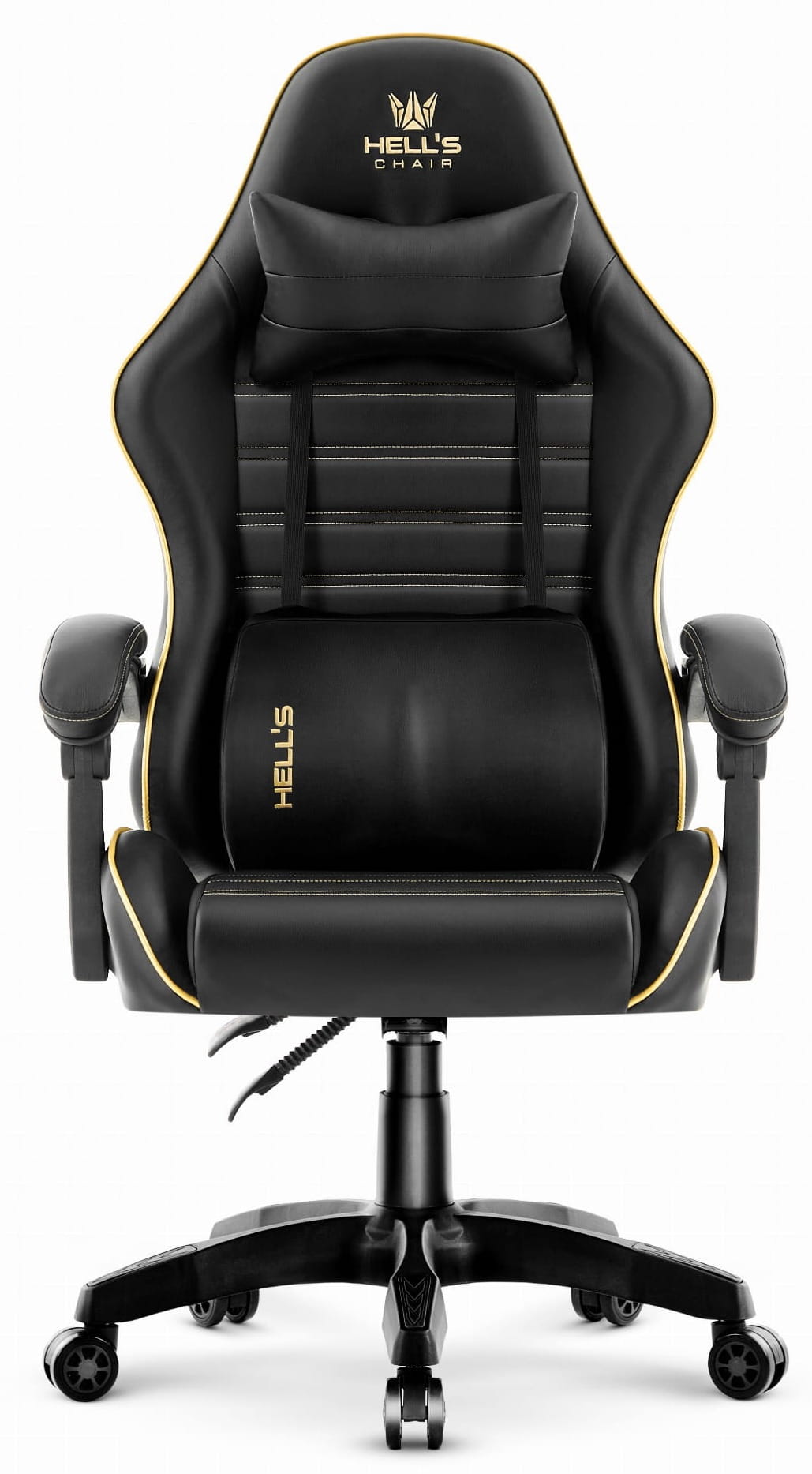 Геймерське крісло екошкіра Hell's Chair HC-1003 2.0 чорне золото - Зображення 3