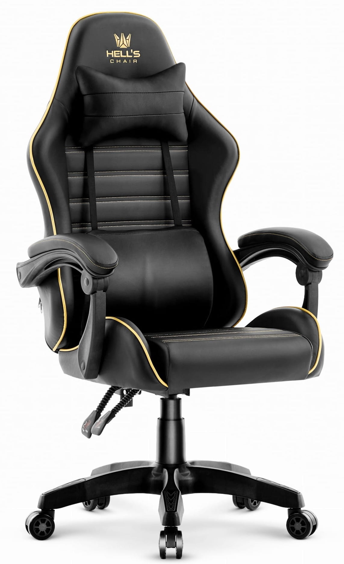 Геймерське крісло екошкіра Hell's Chair HC-1003 2.0 чорне золото