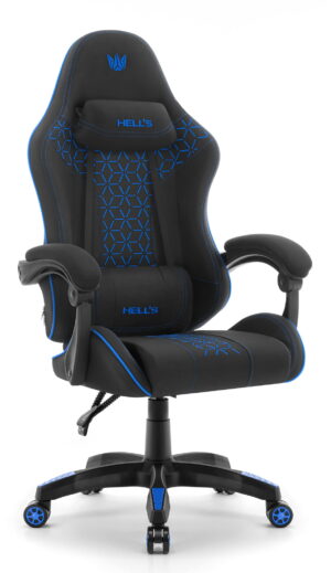 Геймерське крісло Hell's Chair HC-1008 Black Blue 2.0 тканина/сітка