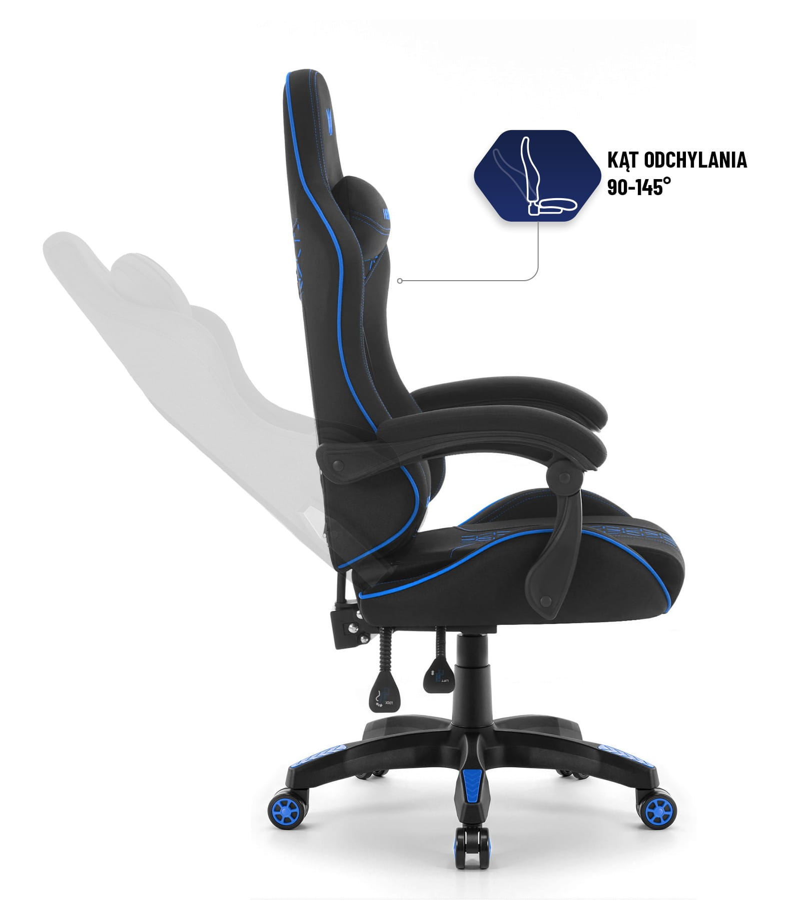 Геймерське крісло Hell's Chair HC-1008 Black Blue 2.0 тканина/сітка - Зображення 6