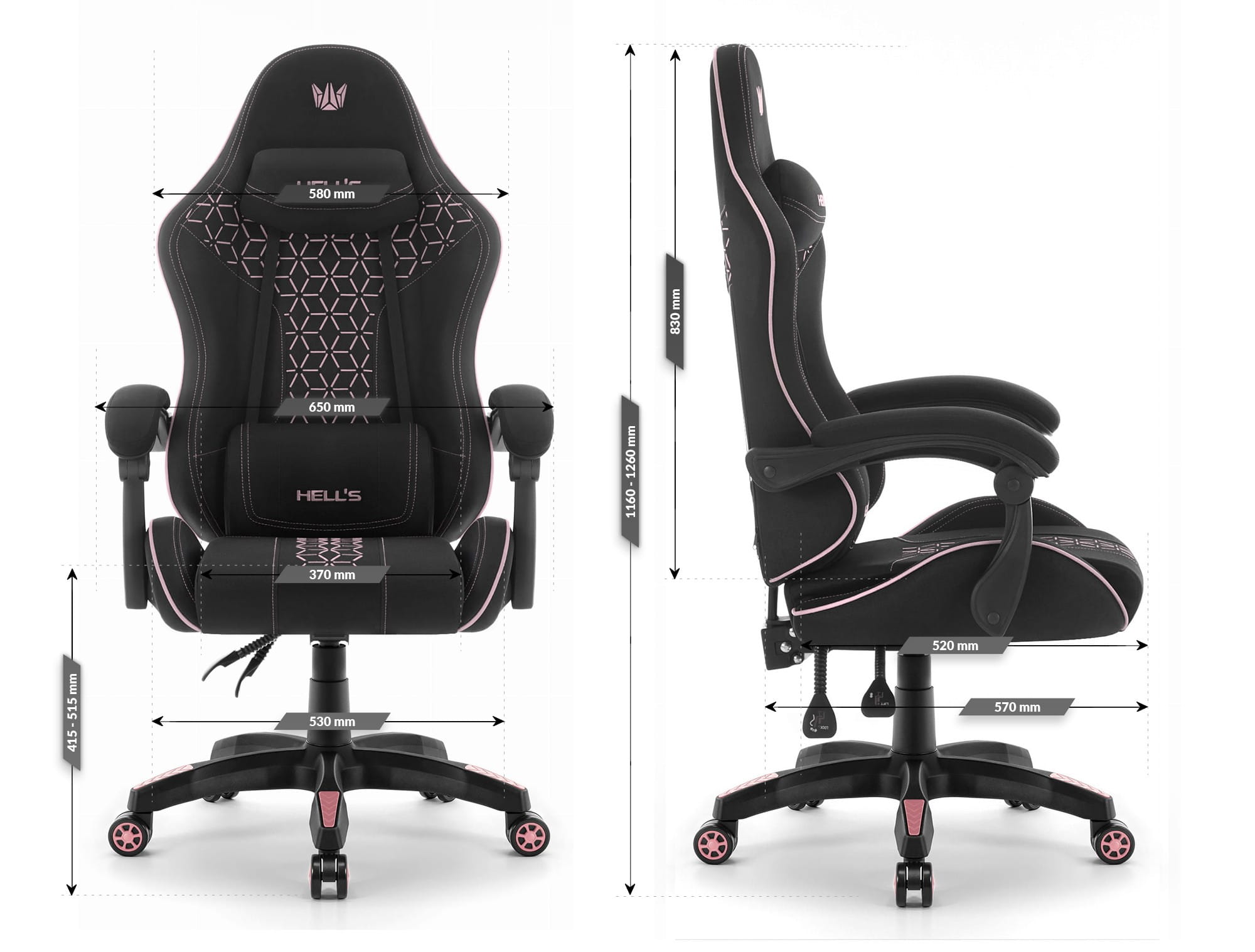 Геймерське крісло Hell's Chair HC-1008 Black Pink 2.0 тканина/сітка - Зображення 8