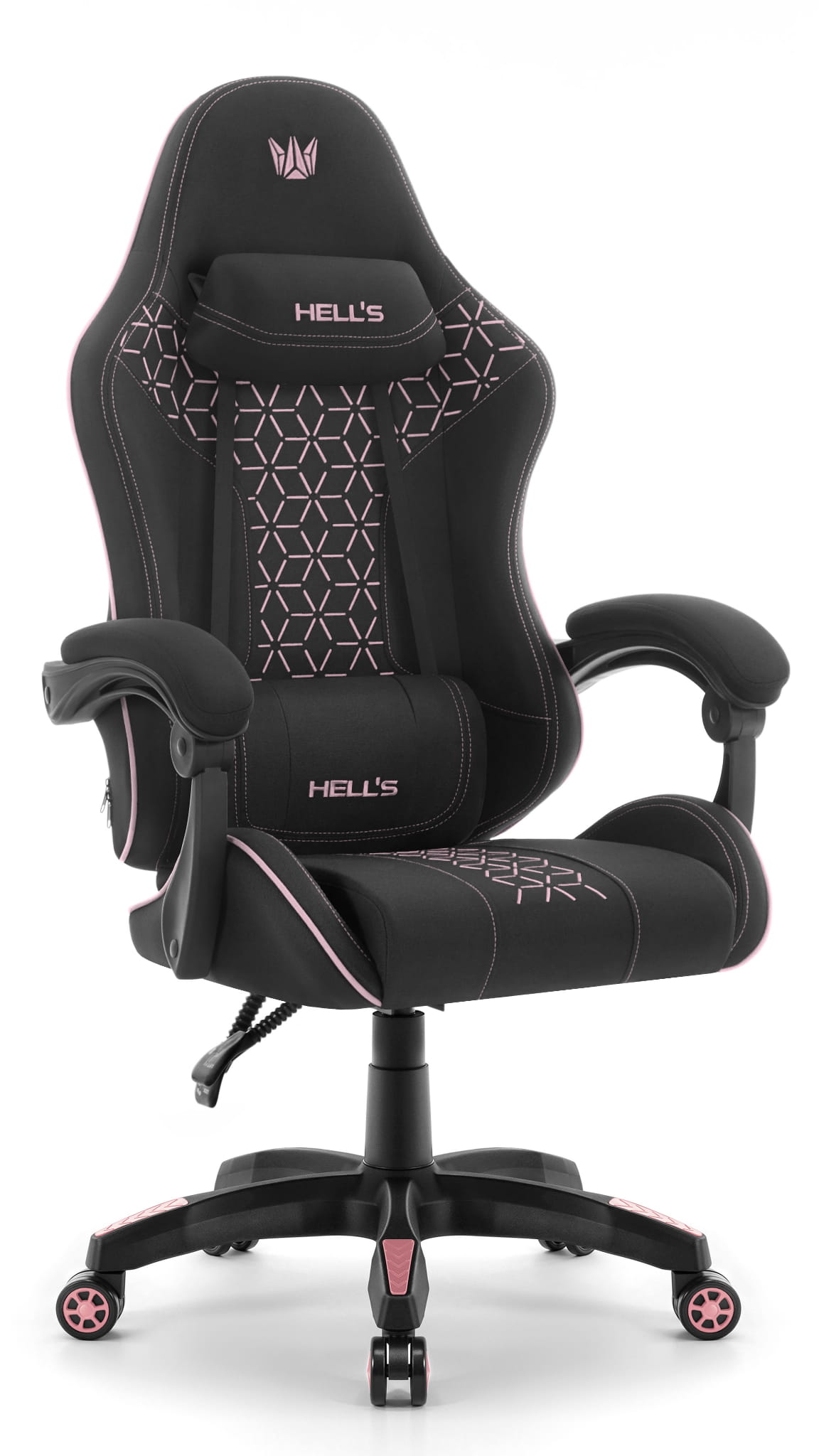 Геймерське крісло Hell's Chair HC-1008 Black Pink 2.0 тканина/сітка