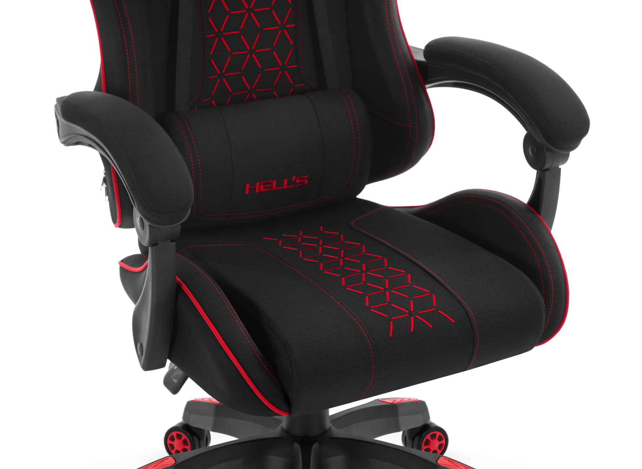 Геймерське крісло Hell's Chair HC-1008 Black Red 2.0 тканина/сітка - Зображення 5