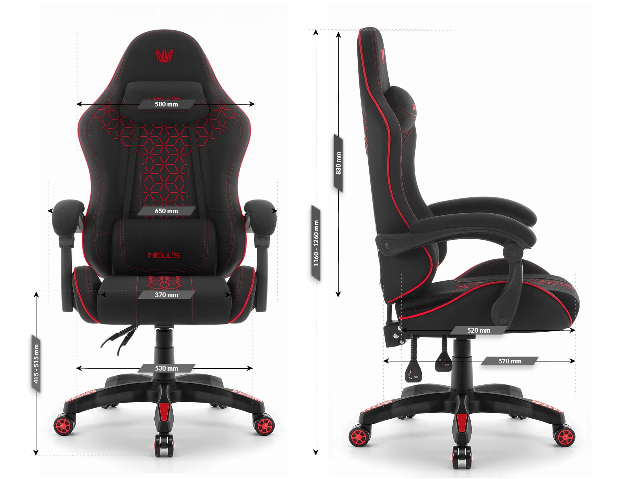 Геймерське крісло Hell's Chair HC-1008 Black Red 2.0 тканина/сітка - Зображення 8