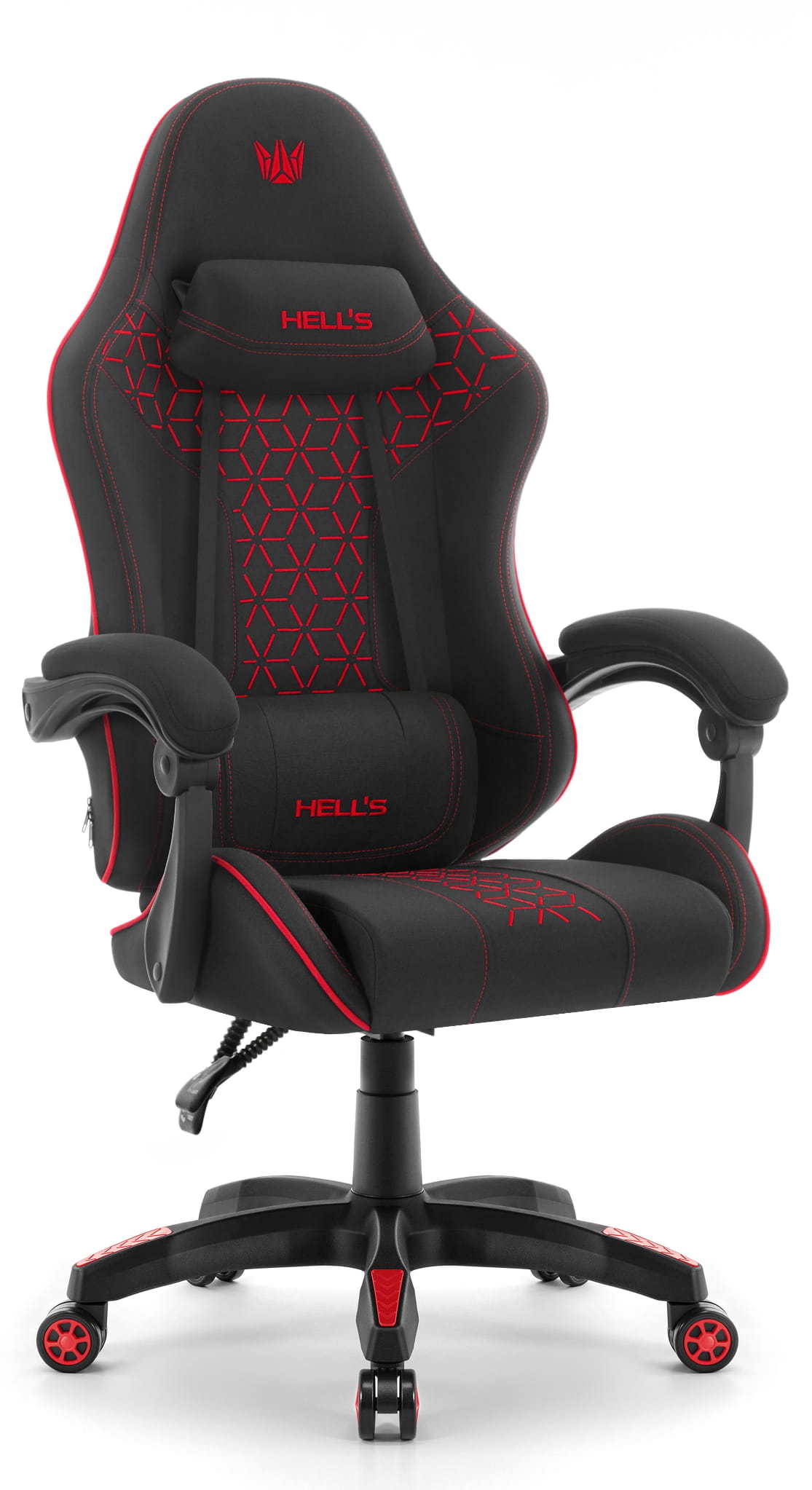 Геймерське крісло Hell's Chair HC-1008 Black Red 2.0 тканина/сітка