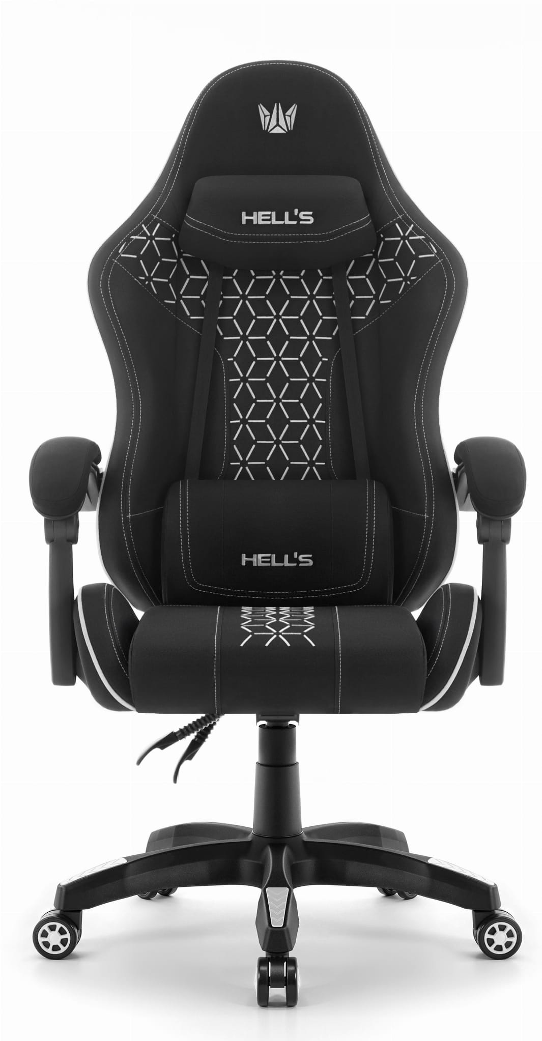 Геймерське крісло Hell's Chair HC-1008 Black White 2.0 тканина/сітка - Зображення 2