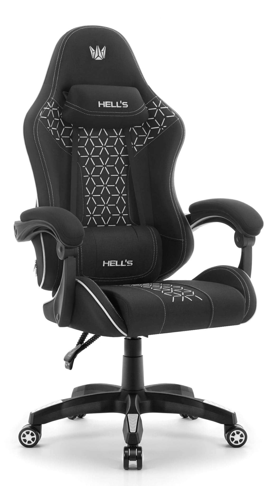 Геймерське крісло Hell's Chair HC-1008 Black White 2.0 тканина/сітка