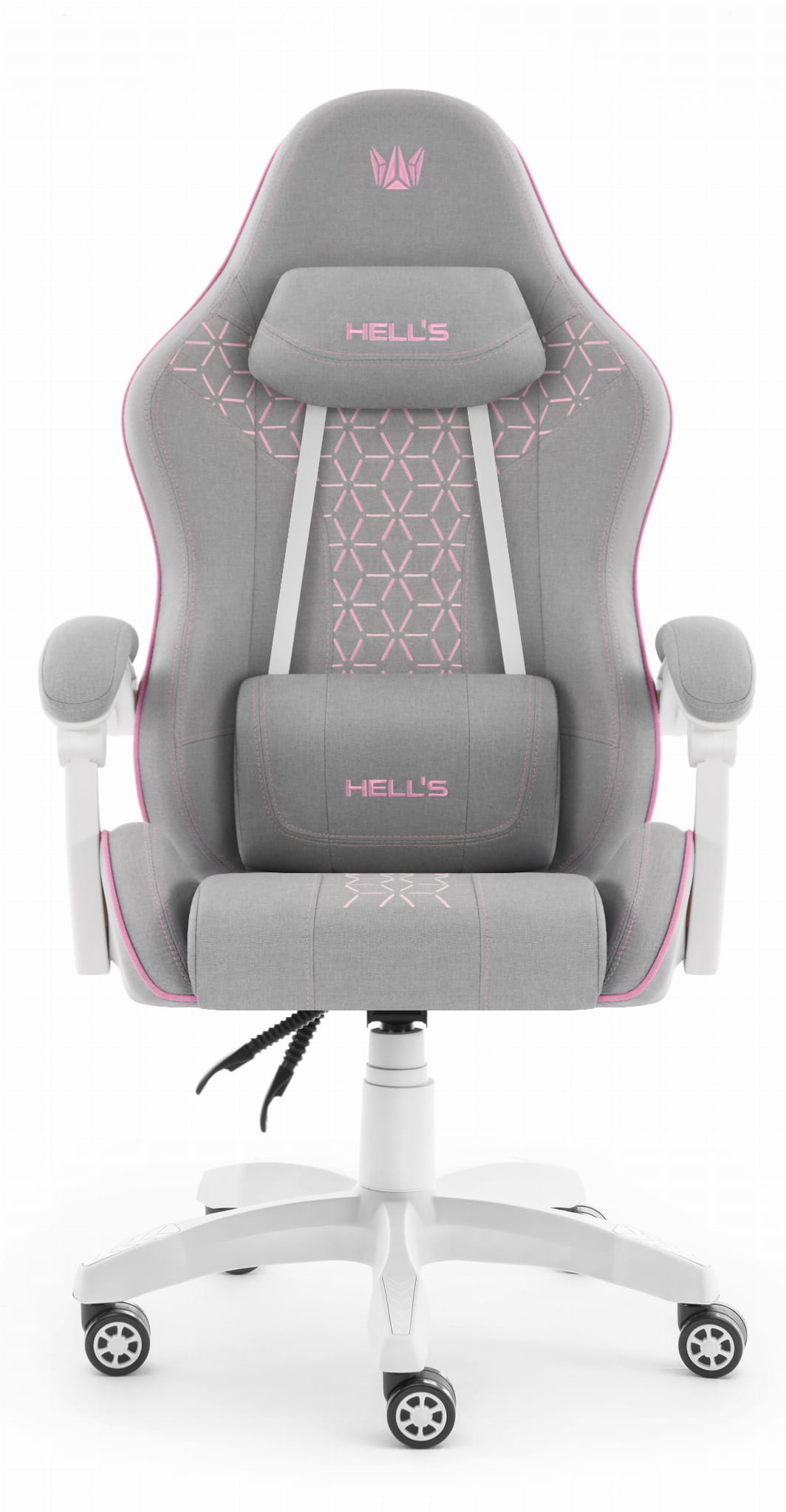 Геймерське крісло Hell's Chair HC-1008 Grey Pink 2.0 тканина/сітка - Зображення 3